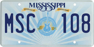 MS license plate MSC108