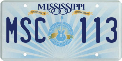 MS license plate MSC113