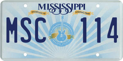 MS license plate MSC114