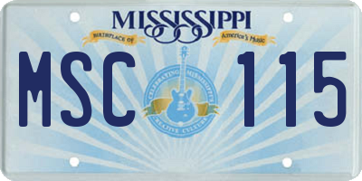 MS license plate MSC115
