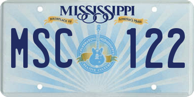 MS license plate MSC122