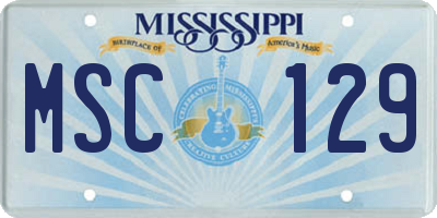 MS license plate MSC129