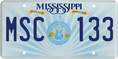MS license plate MSC133