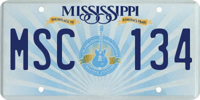 MS license plate MSC134