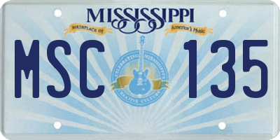 MS license plate MSC135