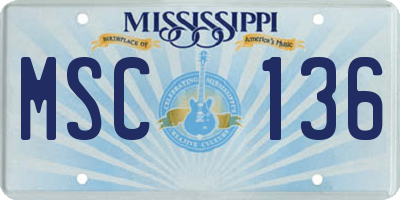 MS license plate MSC136