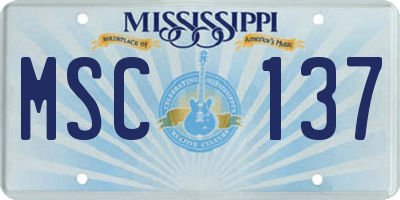 MS license plate MSC137