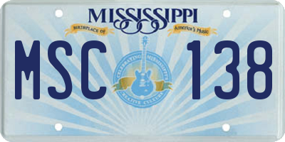 MS license plate MSC138