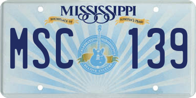 MS license plate MSC139