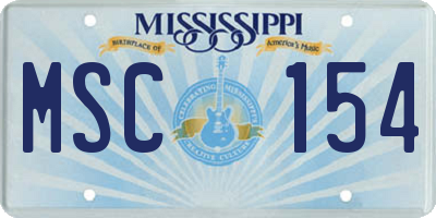 MS license plate MSC154