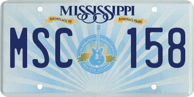 MS license plate MSC158