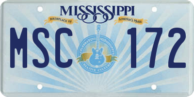 MS license plate MSC172