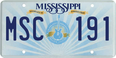 MS license plate MSC191
