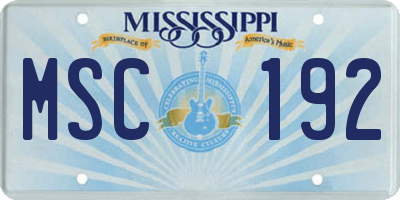 MS license plate MSC192