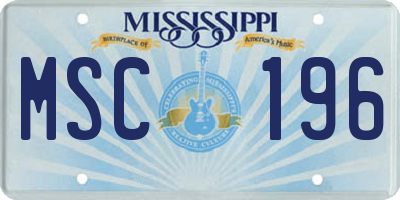 MS license plate MSC196