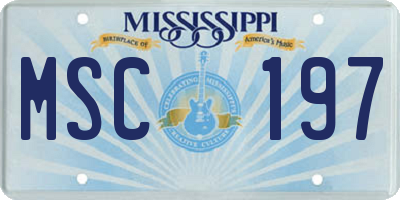 MS license plate MSC197