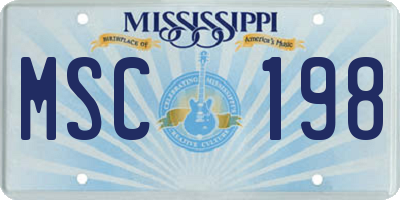 MS license plate MSC198