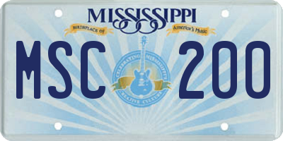 MS license plate MSC200