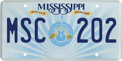 MS license plate MSC202