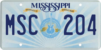 MS license plate MSC204