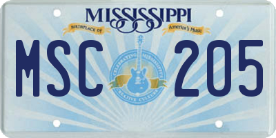 MS license plate MSC205