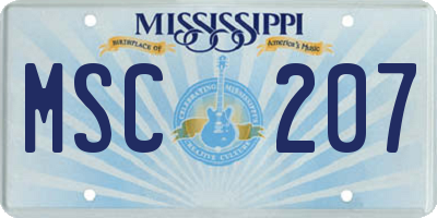 MS license plate MSC207