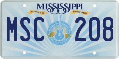 MS license plate MSC208