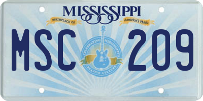 MS license plate MSC209