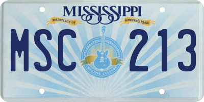 MS license plate MSC213