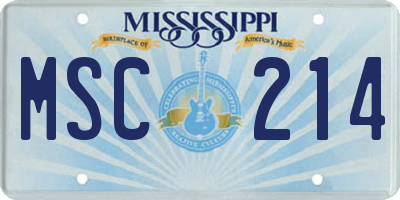 MS license plate MSC214