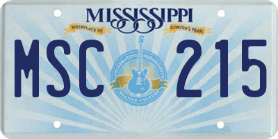 MS license plate MSC215