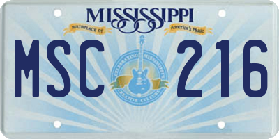 MS license plate MSC216