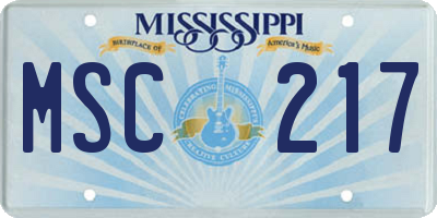 MS license plate MSC217