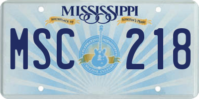 MS license plate MSC218