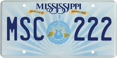 MS license plate MSC222