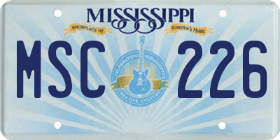 MS license plate MSC226