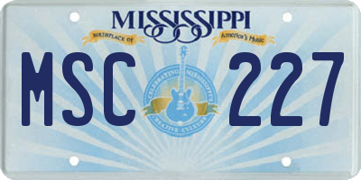 MS license plate MSC227