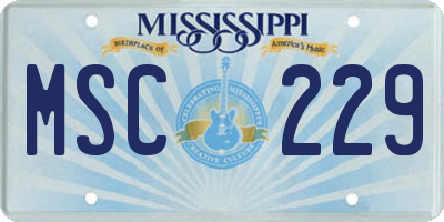 MS license plate MSC229