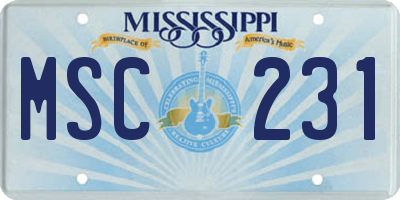 MS license plate MSC231