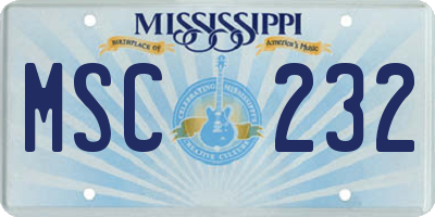 MS license plate MSC232