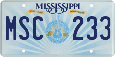 MS license plate MSC233