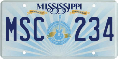 MS license plate MSC234