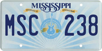 MS license plate MSC238