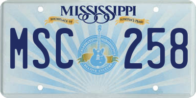 MS license plate MSC258