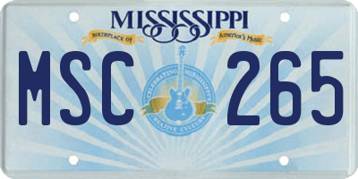 MS license plate MSC265