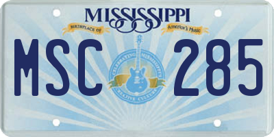 MS license plate MSC285