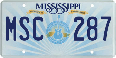 MS license plate MSC287