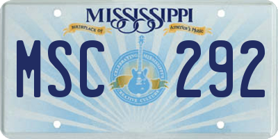MS license plate MSC292