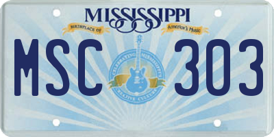 MS license plate MSC303