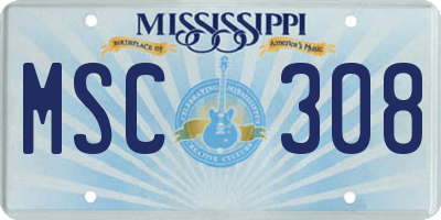 MS license plate MSC308
